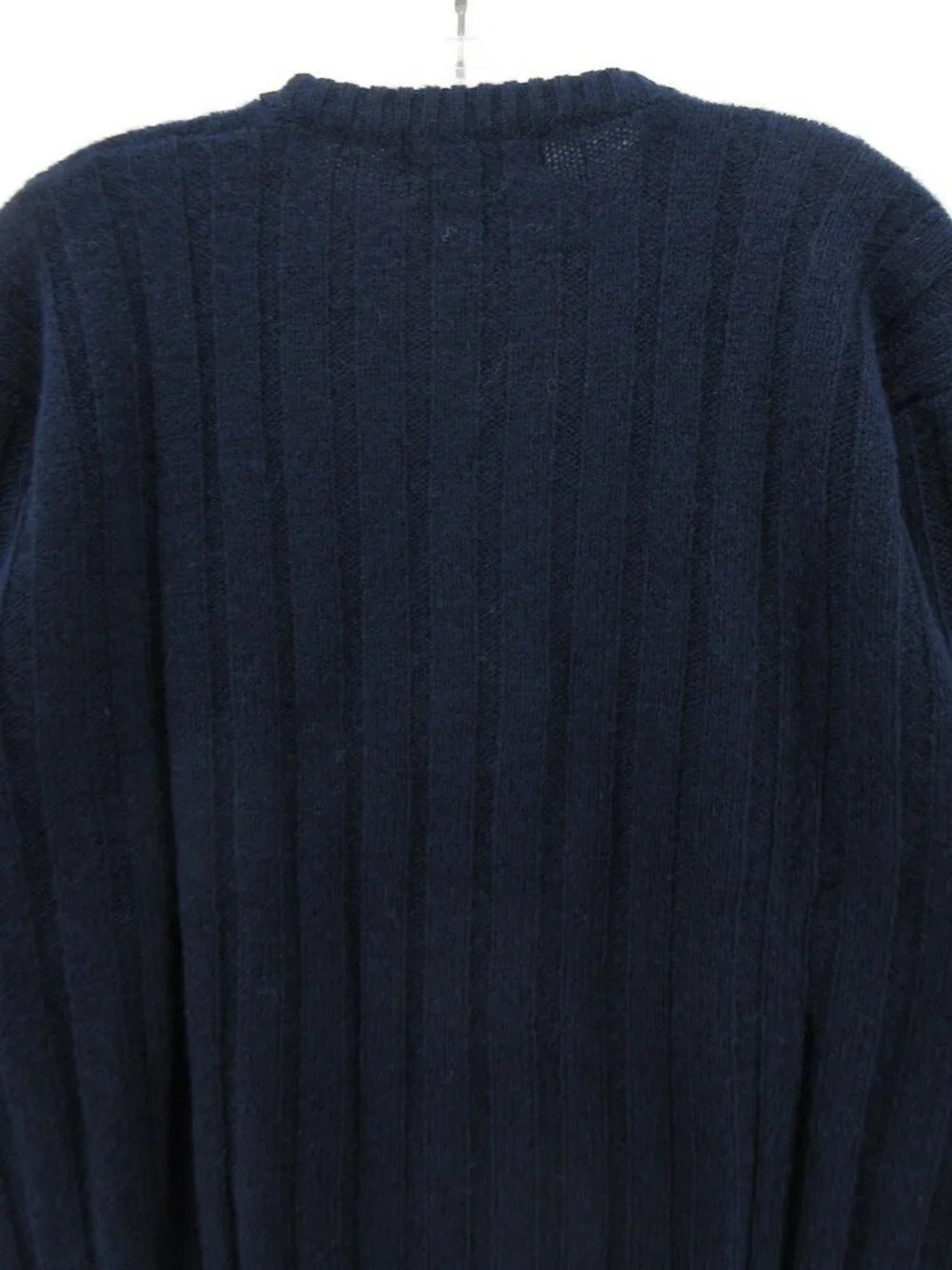 VINTAGE Polo Ralph Lauren Sweater Large Navy Wool Ribbed Crewneck 90s